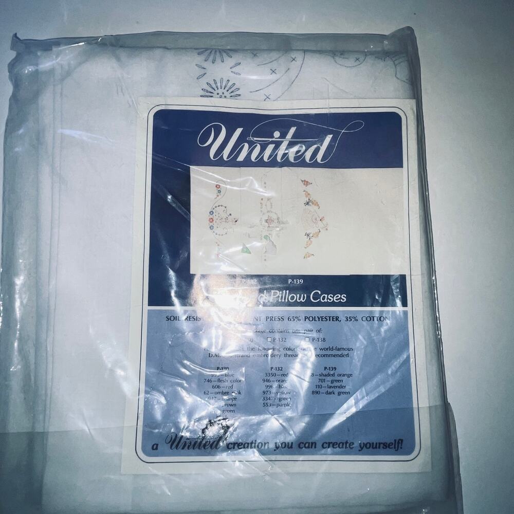 Vintage NEW Pair Danville Dan River Muslin Stamped Pillow Cases Unembroidered